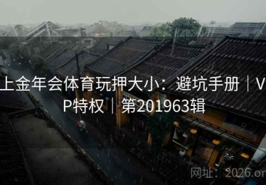 上金年会体育玩押大小：避坑手册｜VIP特权｜第201963辑