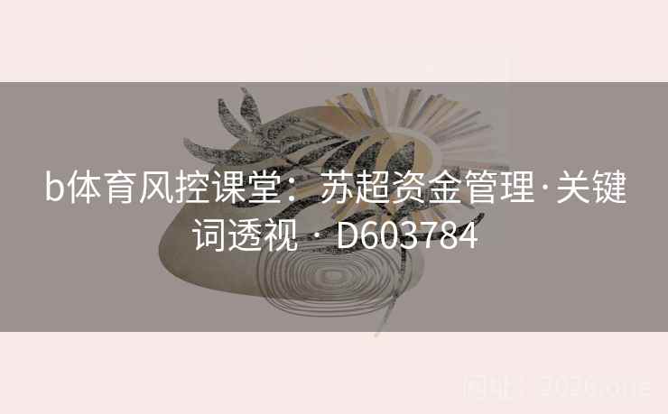 b体育风控课堂:苏超资金管理·关键词透视 · D603784 b体育风控课堂:苏超资金管理·关键词透视 · D603784